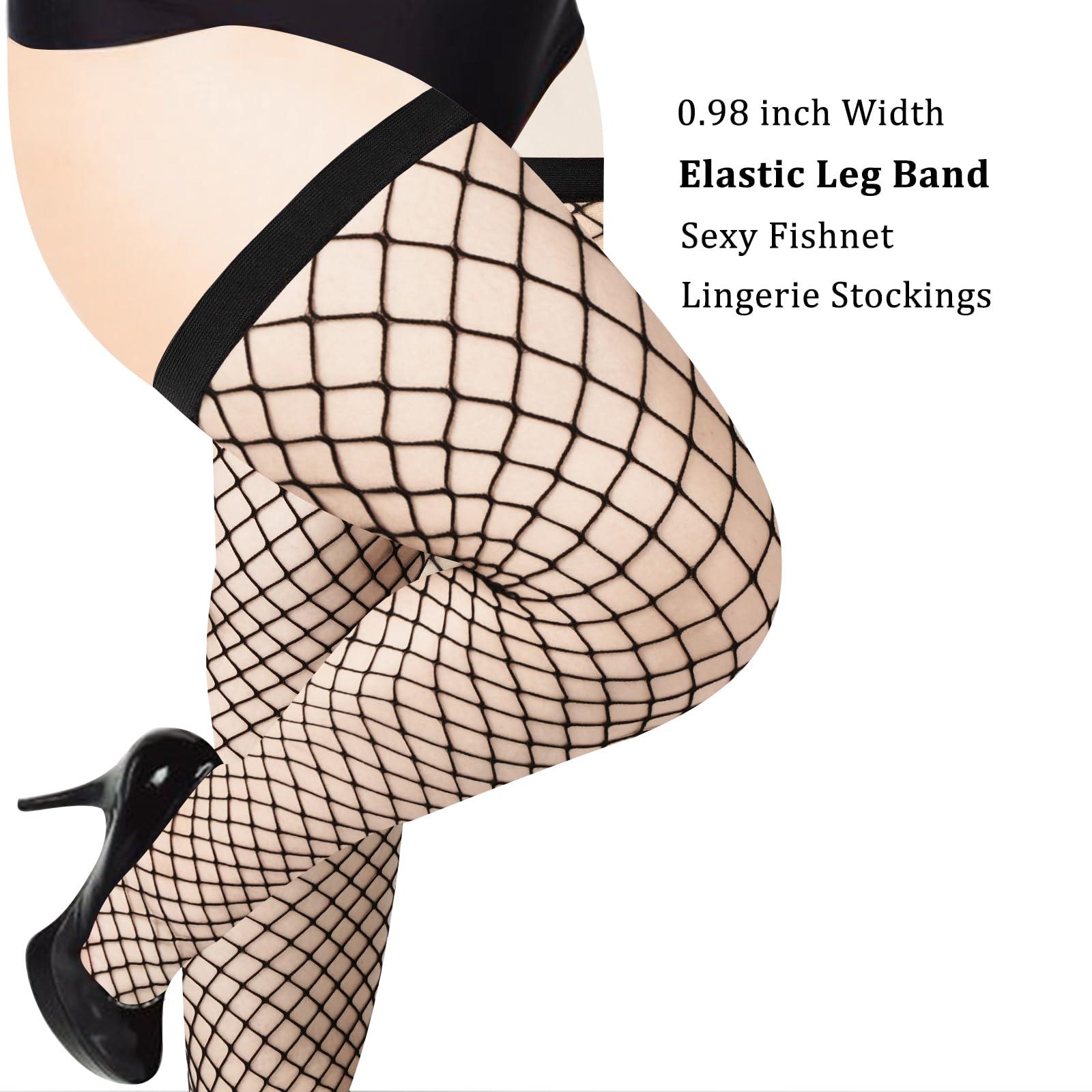 Plus Size Thigh High Stockings Fishnet Stockings-Black Plus Size Thigh High Stockings Fishnet Stockings-Black