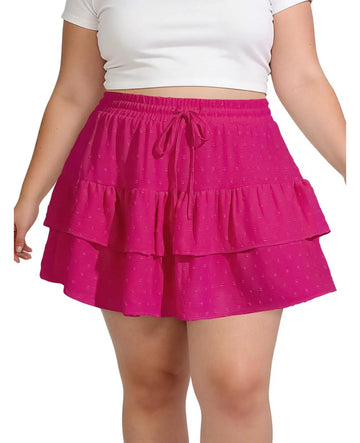Plus Size Tiered Mini Skirts - Rose-Moon Wood