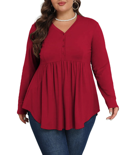 Plus Size Pine Henley Sweatshirt