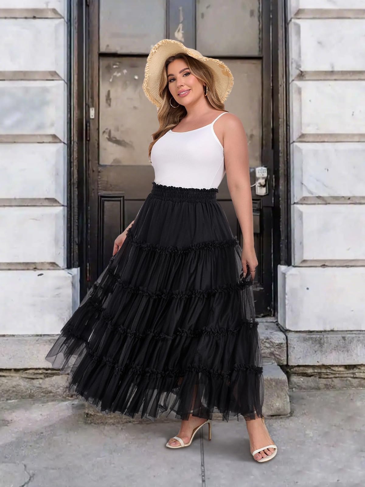 Line Skirt Plus Size Tea Length Black Skirt Plus Size Tulle Maxi