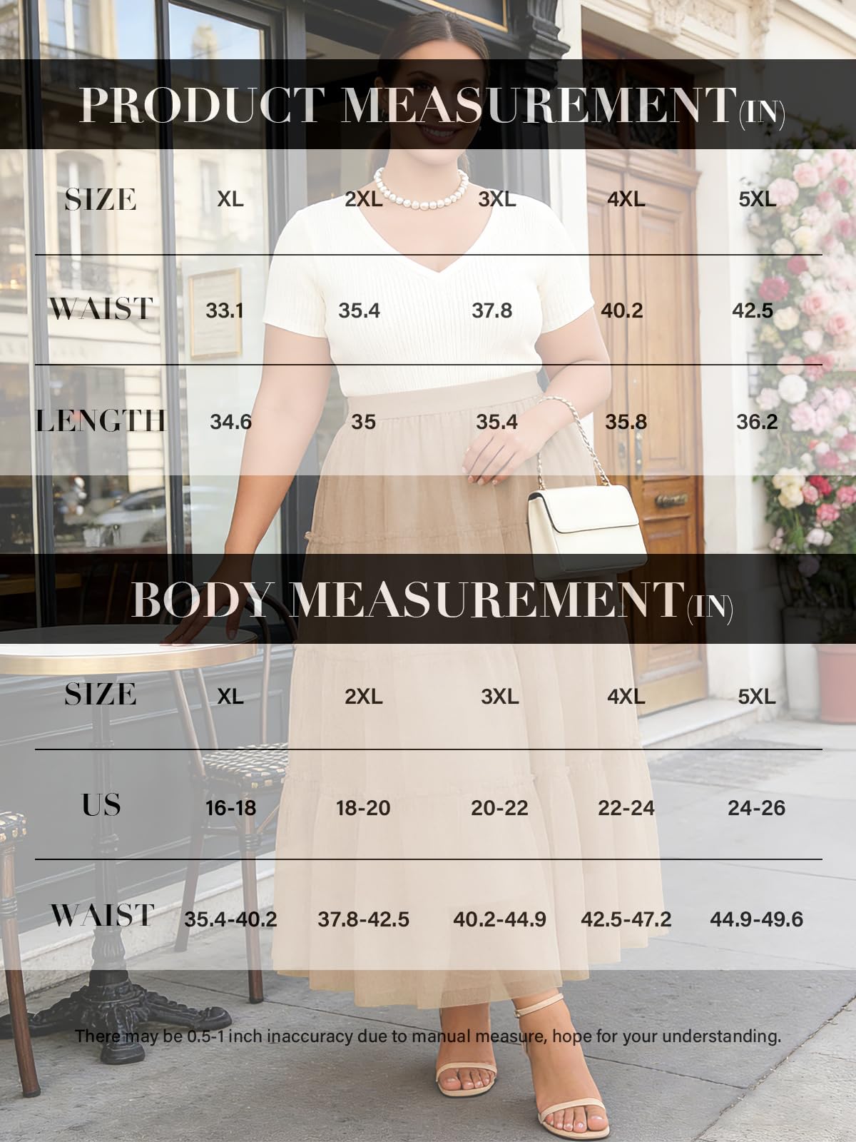 Plus Size Tulle Maxi Skirt Tiered Flowy - Khaki-Moon Wood