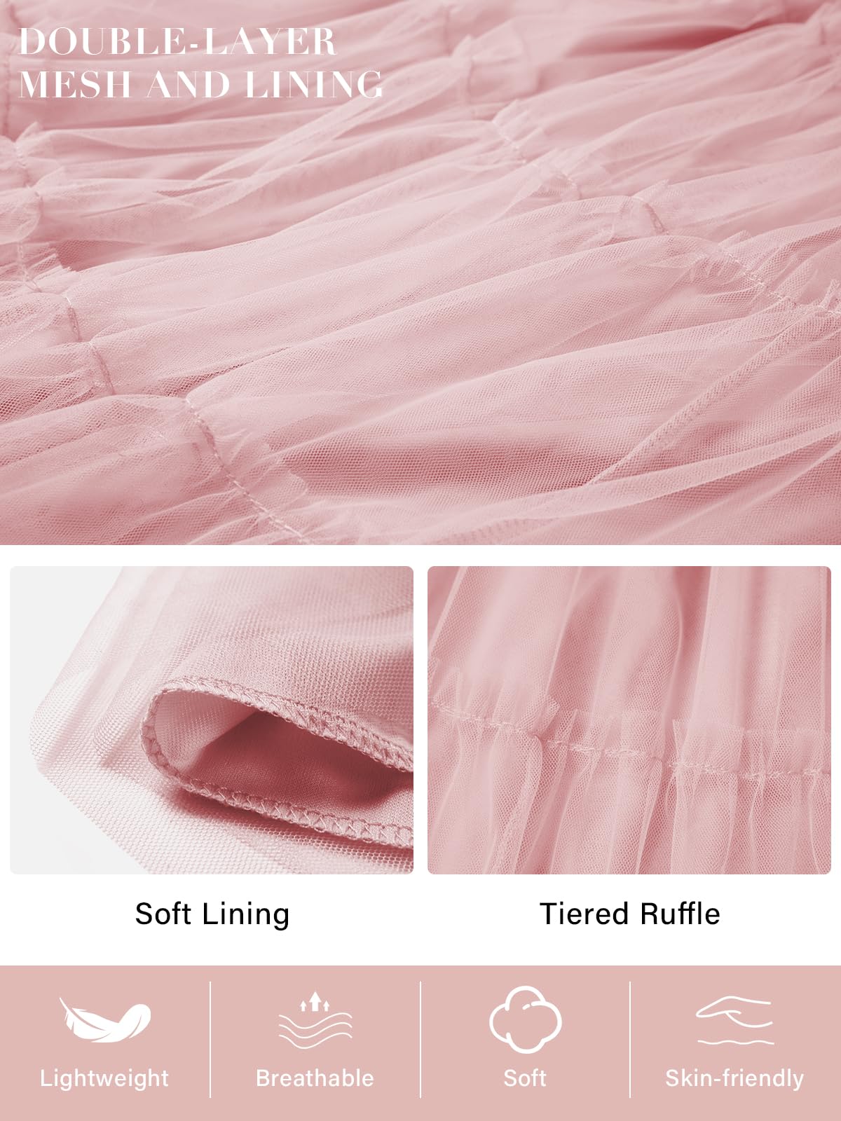 Plus Size Tulle Maxi Skirt Tiered Flowy - Pink-Moon Wood