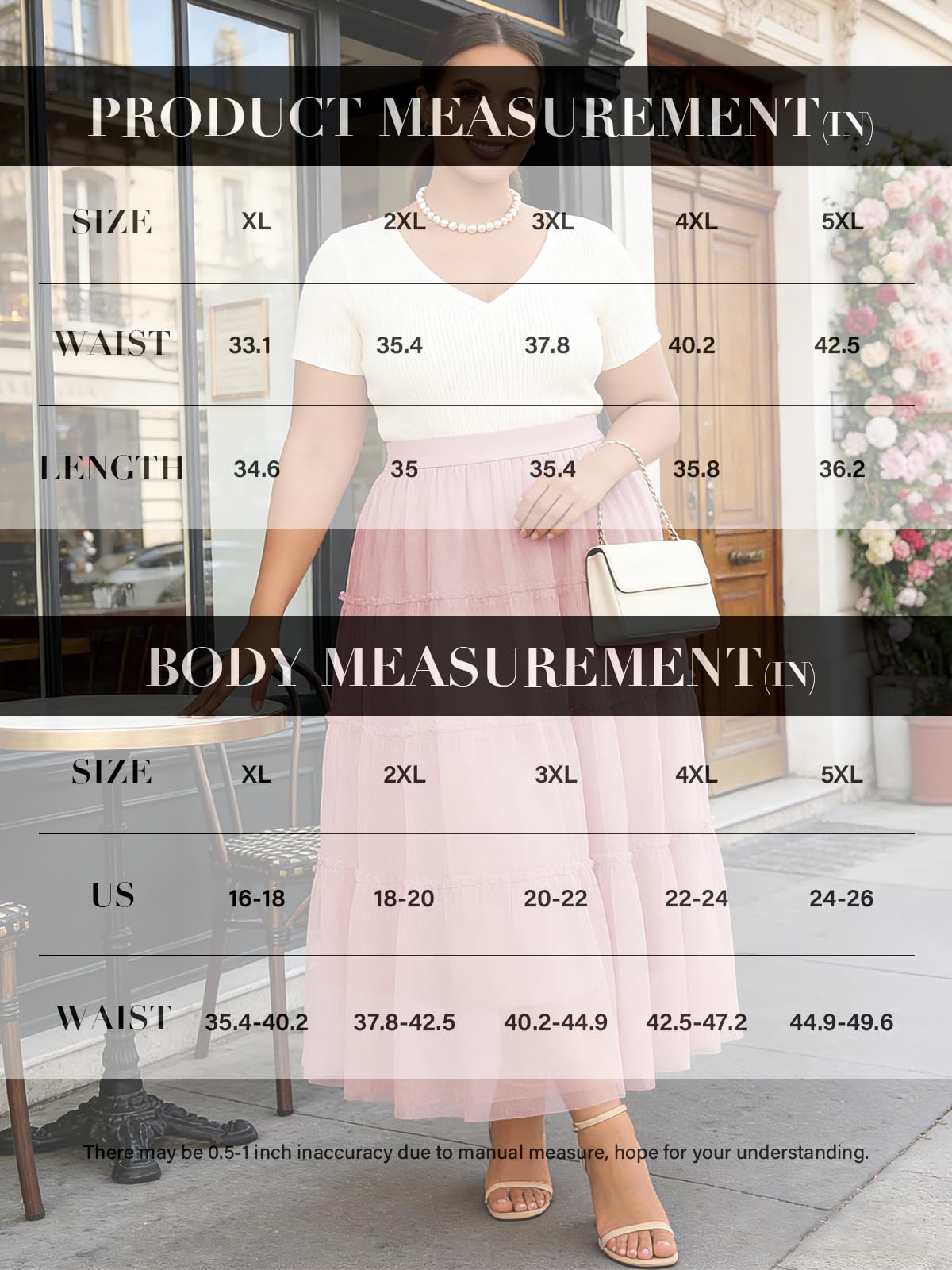 Plus Size Tulle Maxi Skirt Tiered Flowy - Pink-Moon Wood