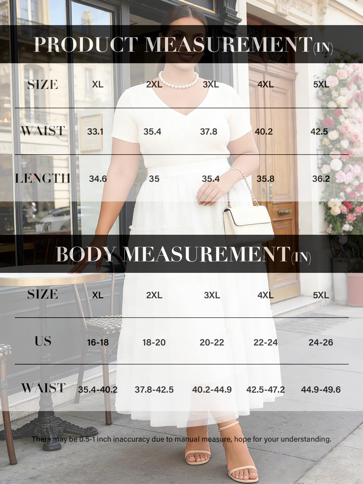 Plus Size Tulle Maxi Skirt Tiered Flowy - White-Moon Wood