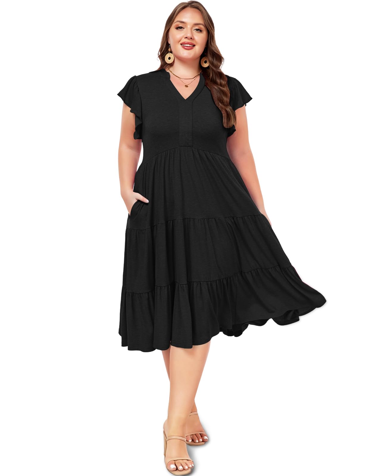 midi black cocktail dress plus size Midi Dresses Short Black Cocktail Dresses Plus Size Plus Size Dress For Women Wrap V Neck
