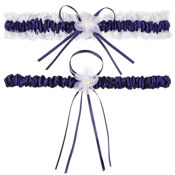 Plus Size Wedding Garters with Elastic Band-Ink Blue