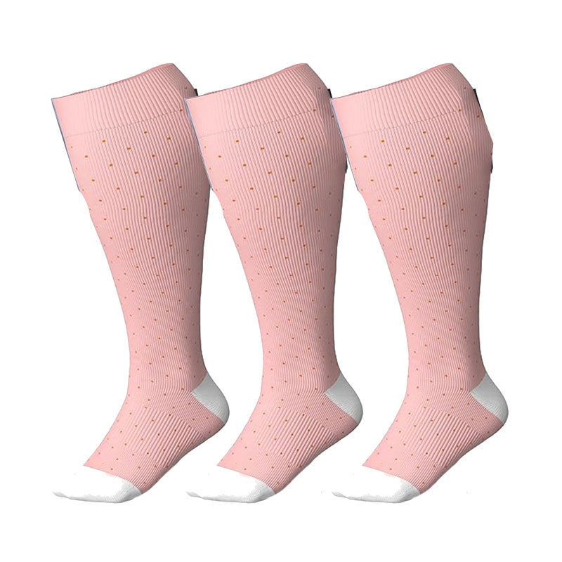 Plus Size Wide Calf Compression Socks Polka Dot(3 Pairs), Pink / 3XL Plus Size Wide Calf Compression Socks Polka Dot(3 Pairs), Pink / 3XL