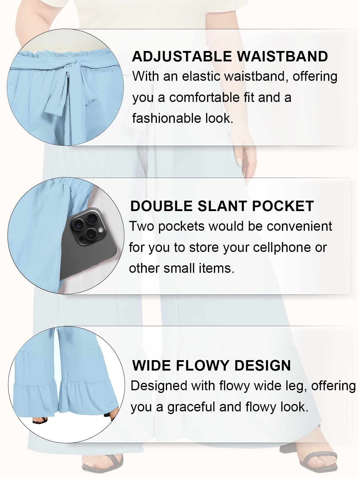 Plus Size Wide Leg Pants High Waisted - Haze Blue | Moon Wood