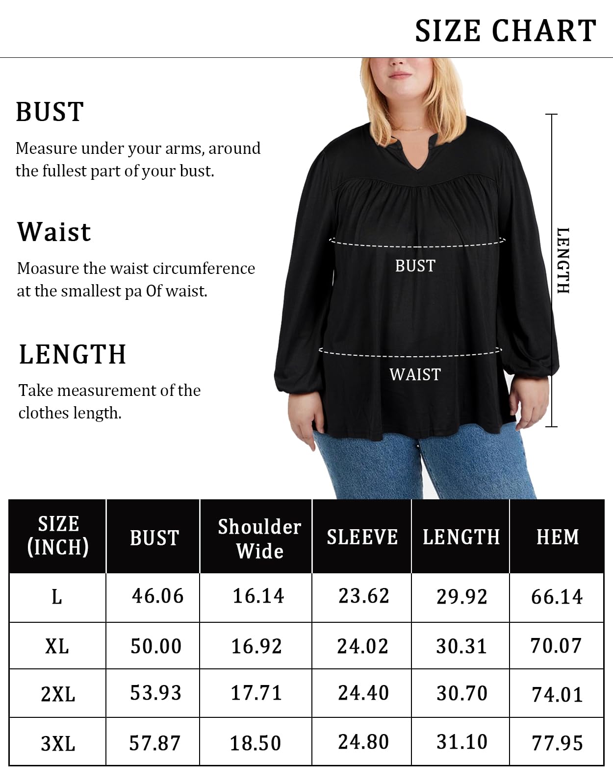 Plus Size Women's Casual Blouses - Black-Moon Wood