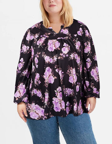 Plus Size Tops V-Ausschnitt Shirts Sommer Tunika Solid XL-5X-Schwarz