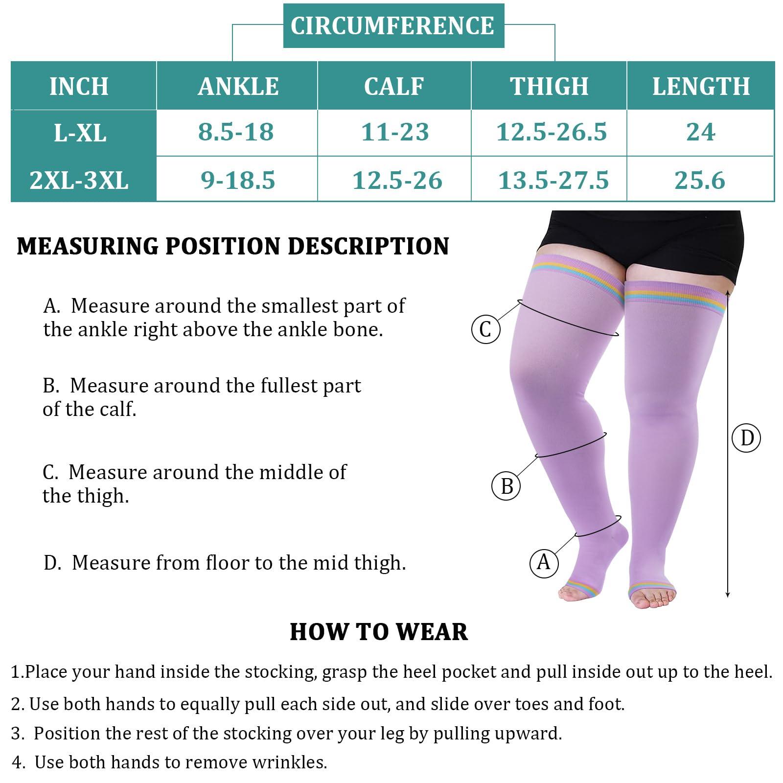 Plus Size Open Toe Thigh High Compression Stockings - Purple Rainbow-Moon Wood