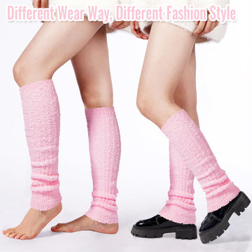 Lange Beinwärmer für Damen im 80er-Jahre-Rippstrick – Schwarz 