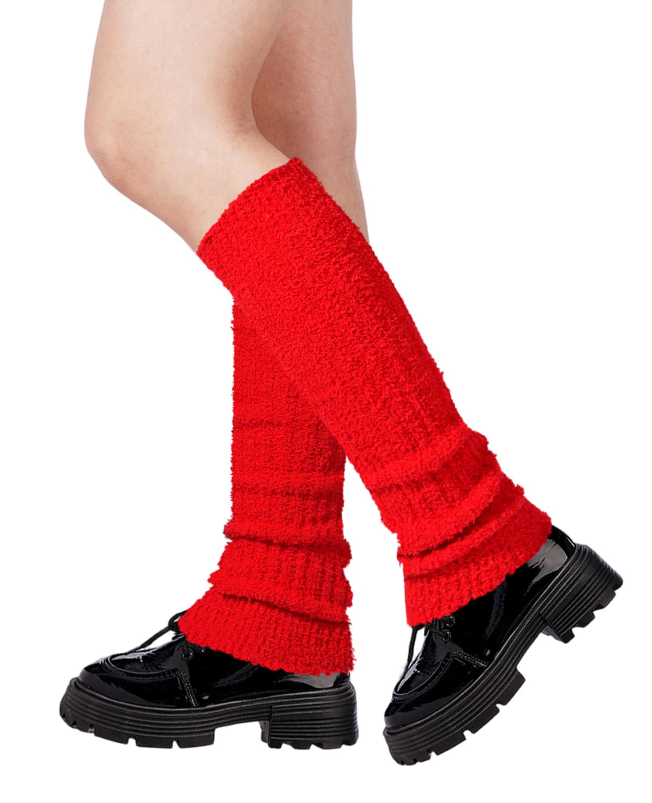 Plush Fuzzy Leg Warmers - Red
