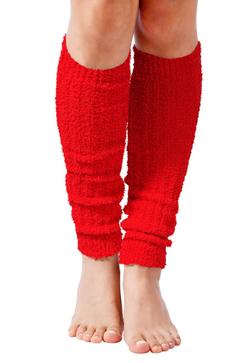 Plush Fuzzy Leg Warmers - Red