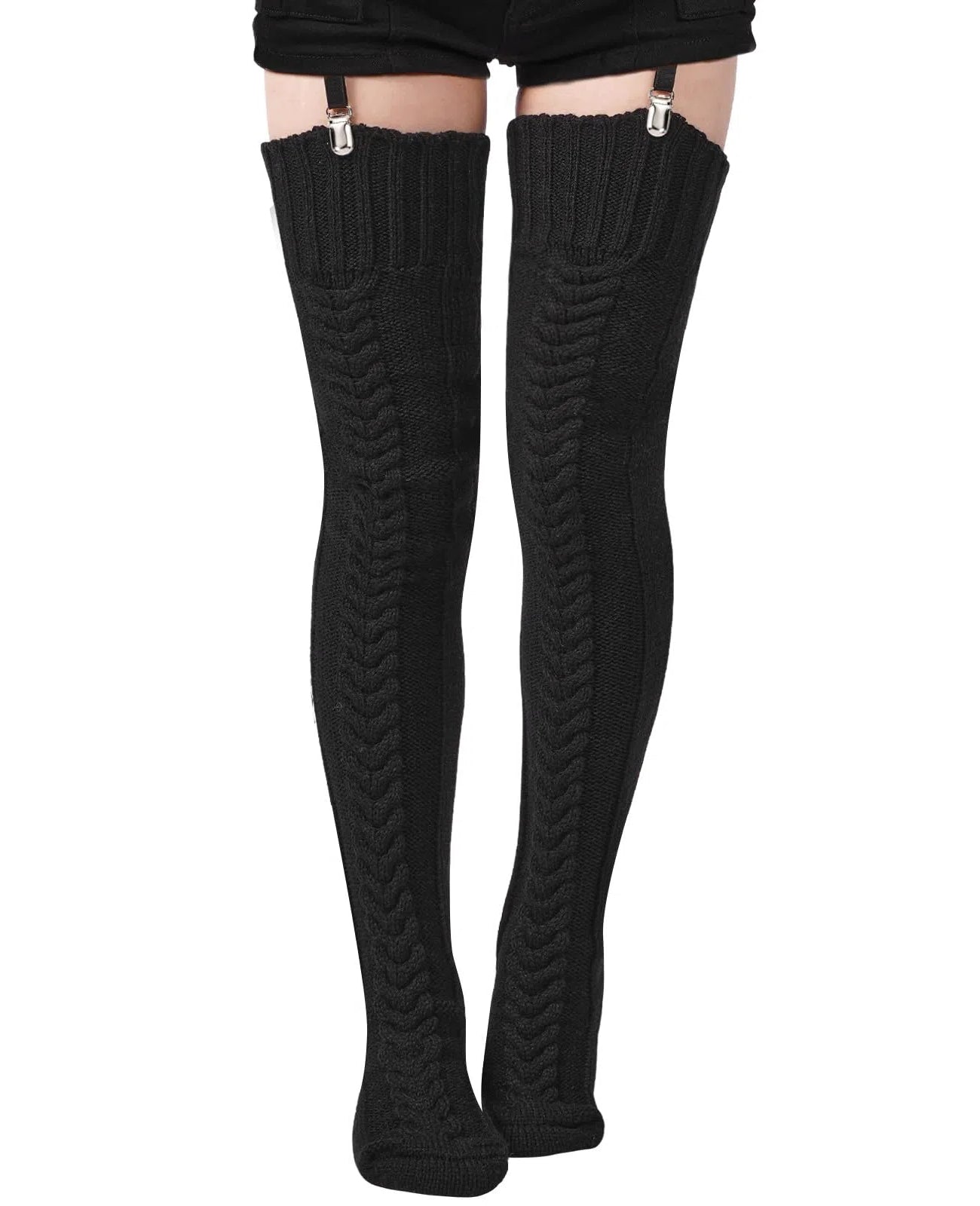 レッグウェア THICK RIBBED THIGH-HIGH SOCKS White & Black Stripe Ribbed Athletic Thigh High Socks | Hot Topic