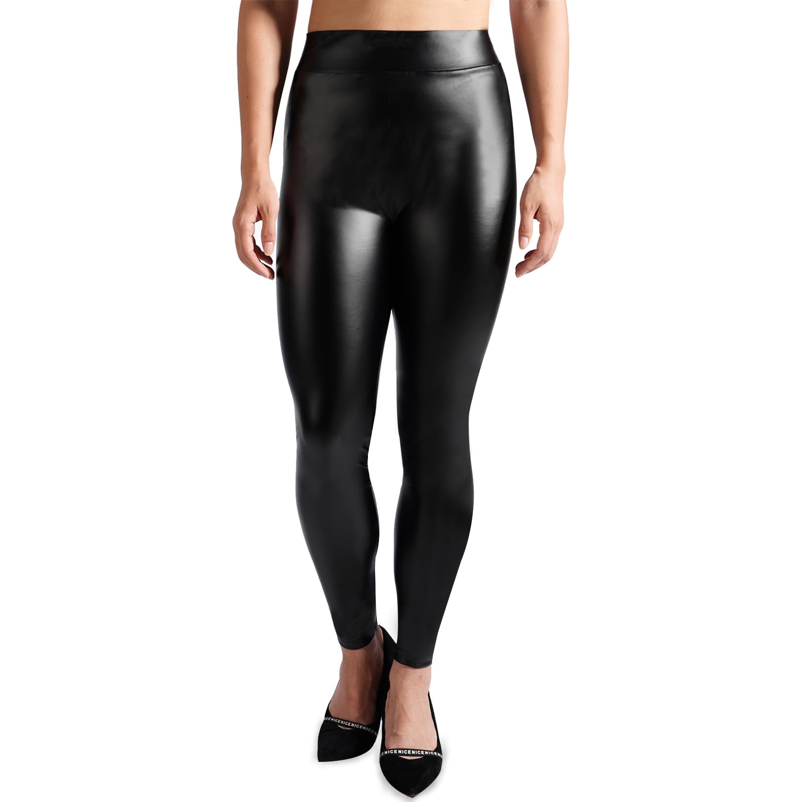 V Back Faux Leather Leggings Butt Lifting | Moon Wood