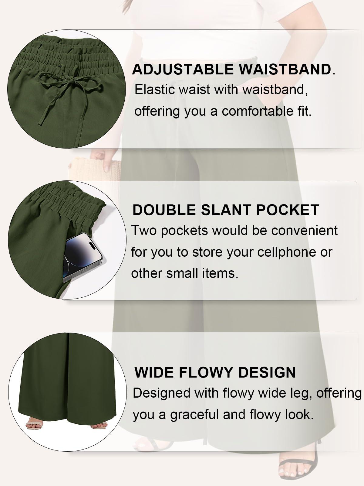 Wide Leg Pants Flowy Plus Size - Army Green | Moon Wood