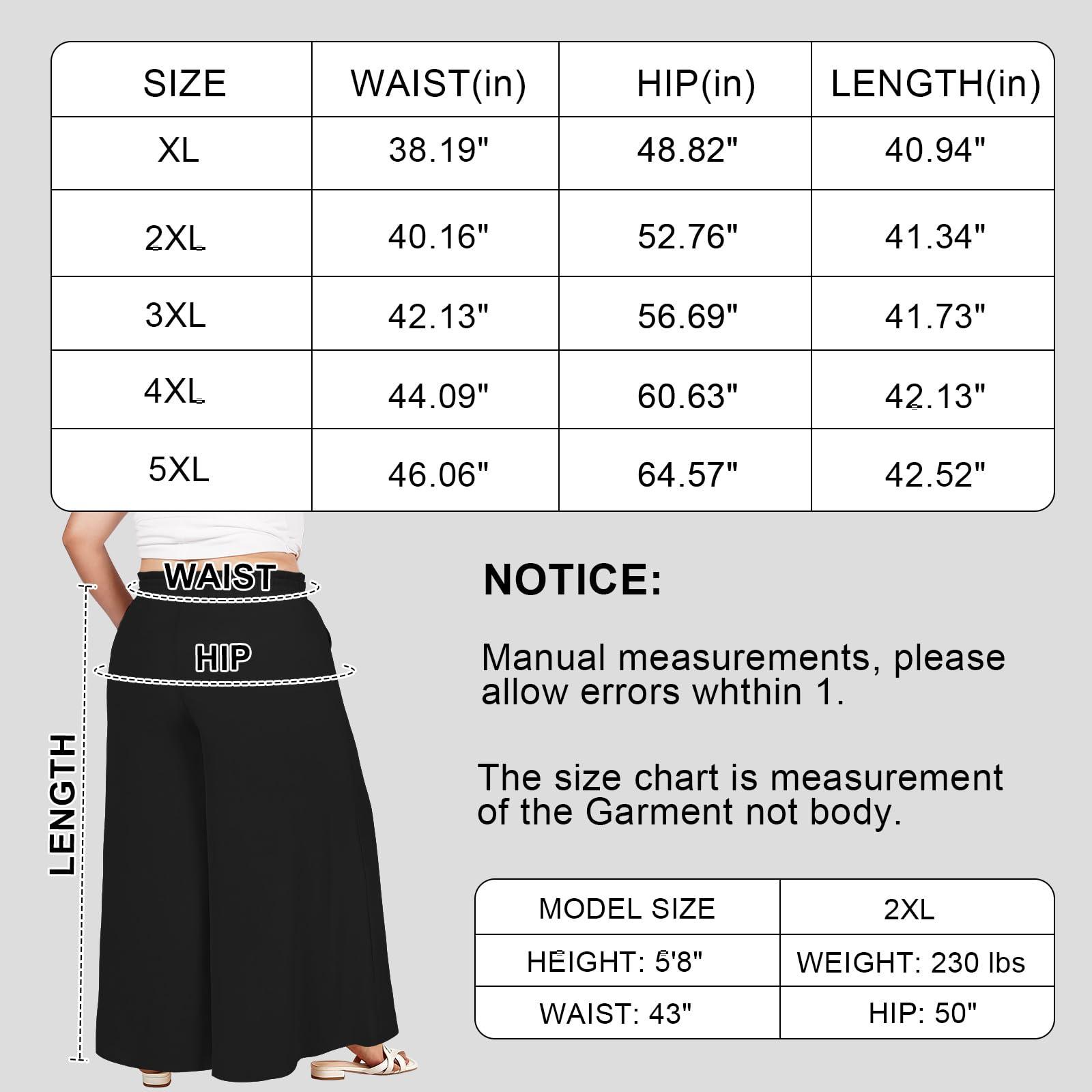 Wide Leg Pants Flowy Plus Size - Black-Moon Wood