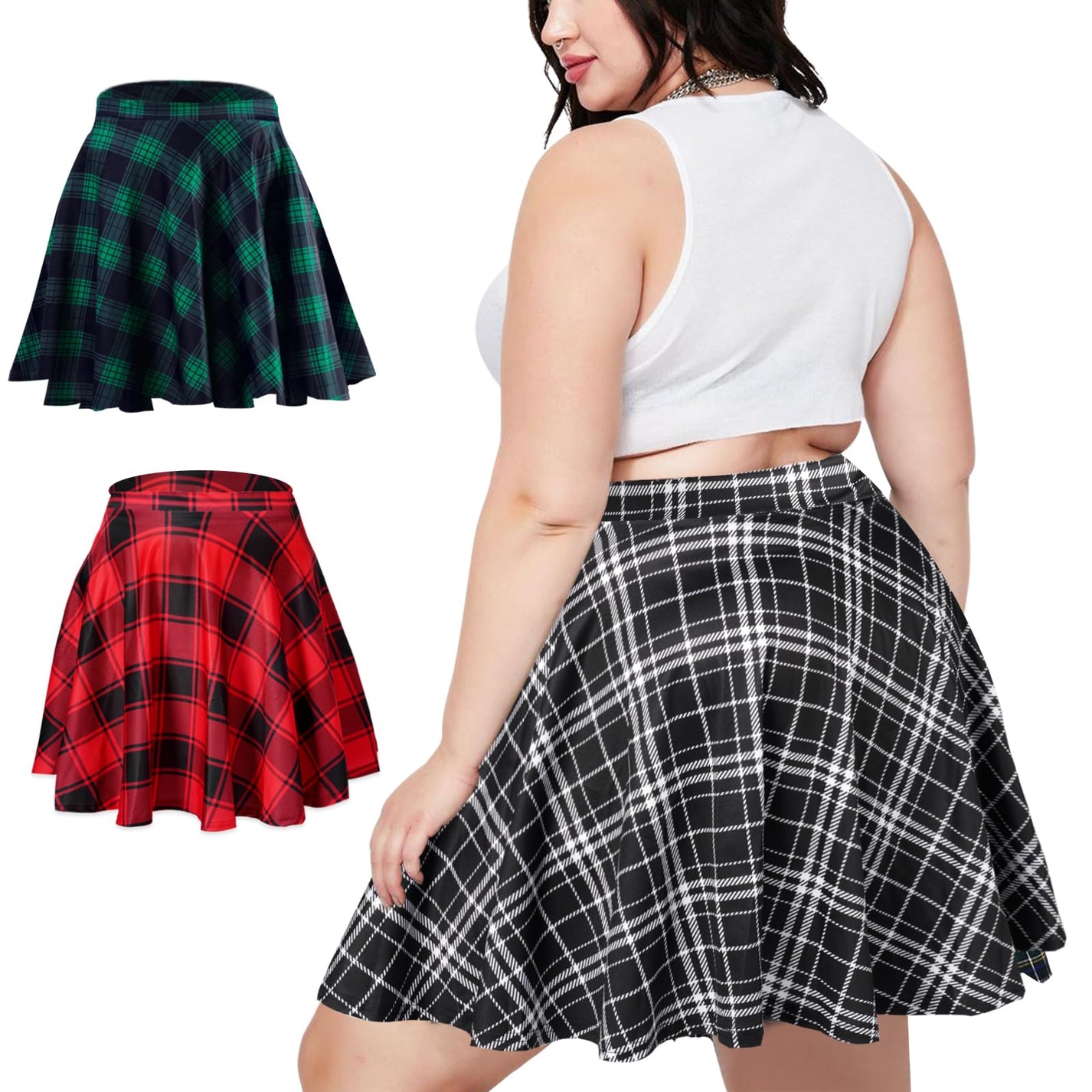 AND THE WHY Full Size Brushed Plaid Mini Skirt main image 0