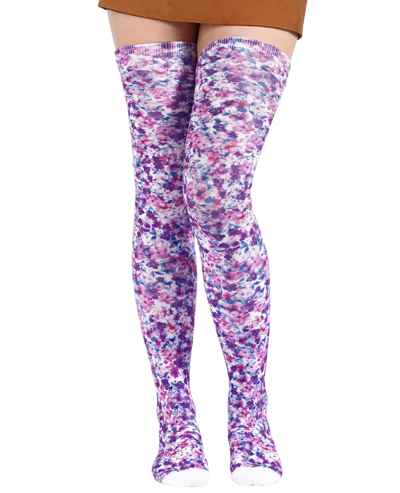 Women's Thigh High Socks Warm Soft - Lavender Splash-Moon Wood