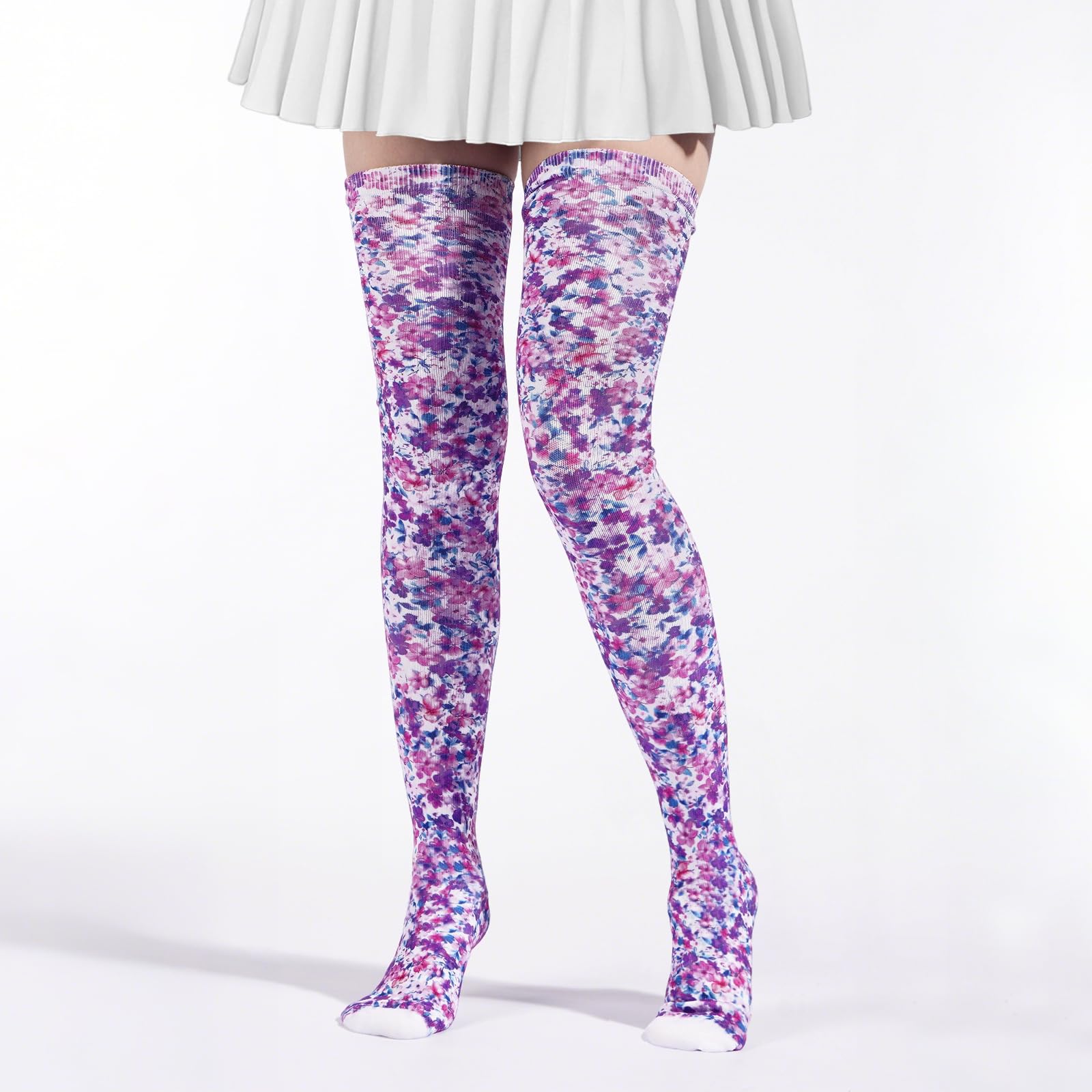 Women's Thigh High Socks Warm Soft - Lavender Splash-Moon Wood