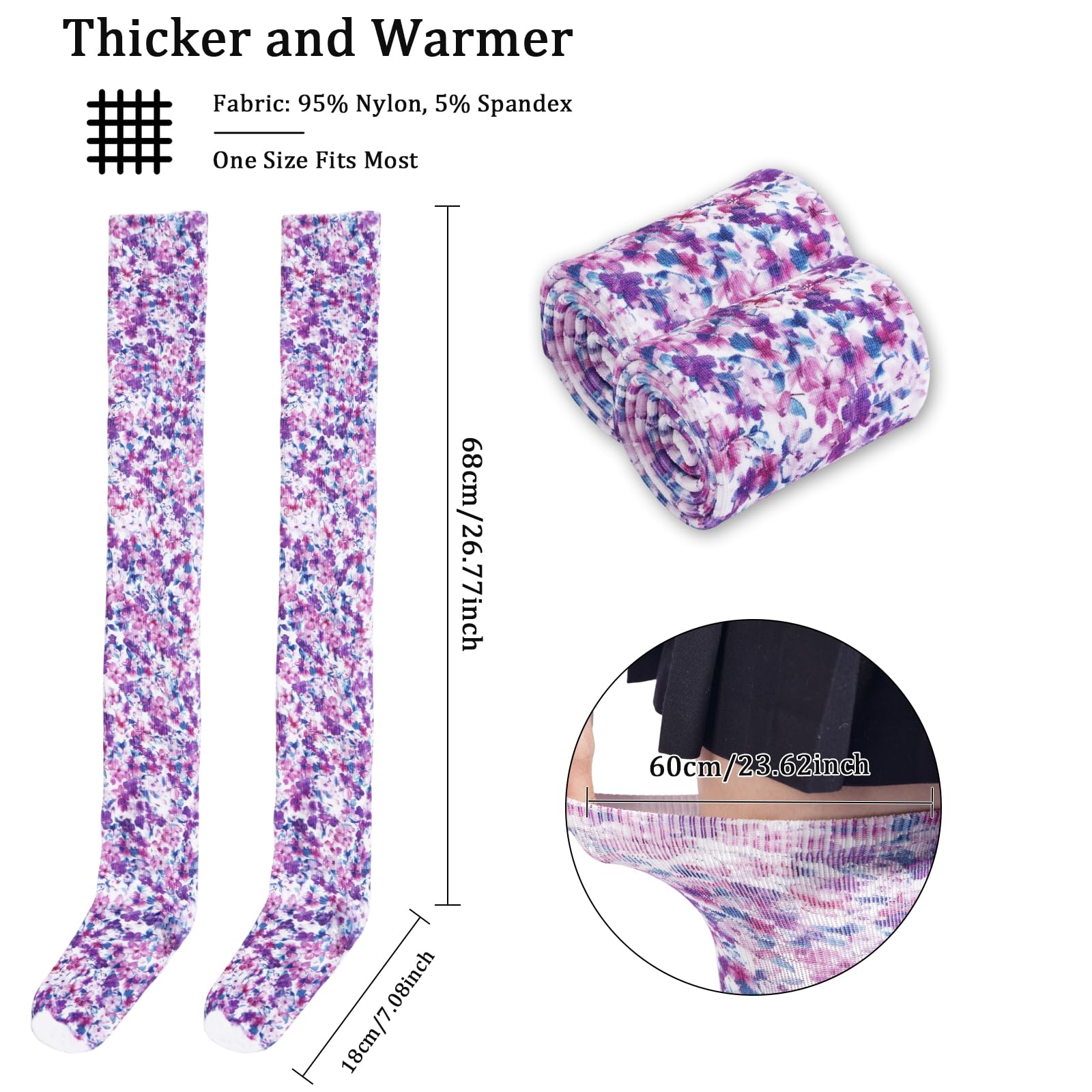 Women's Thigh High Socks Warm Soft - Lavender Splash-Moon Wood