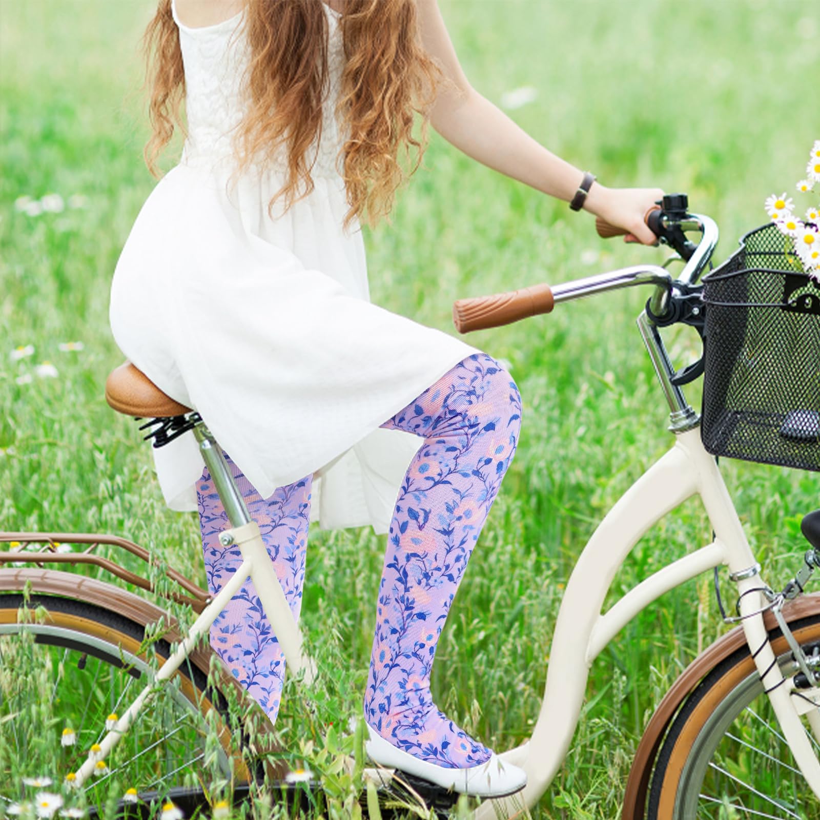 Women's Thigh High Socks Warm Soft - Lavender Vines-Moon Wood