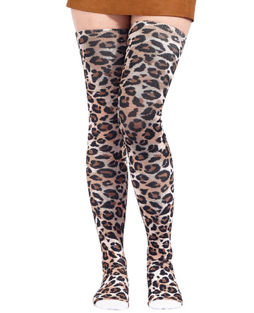 Women's Thigh High Socks Warm Soft - Leopard-Moon Wood