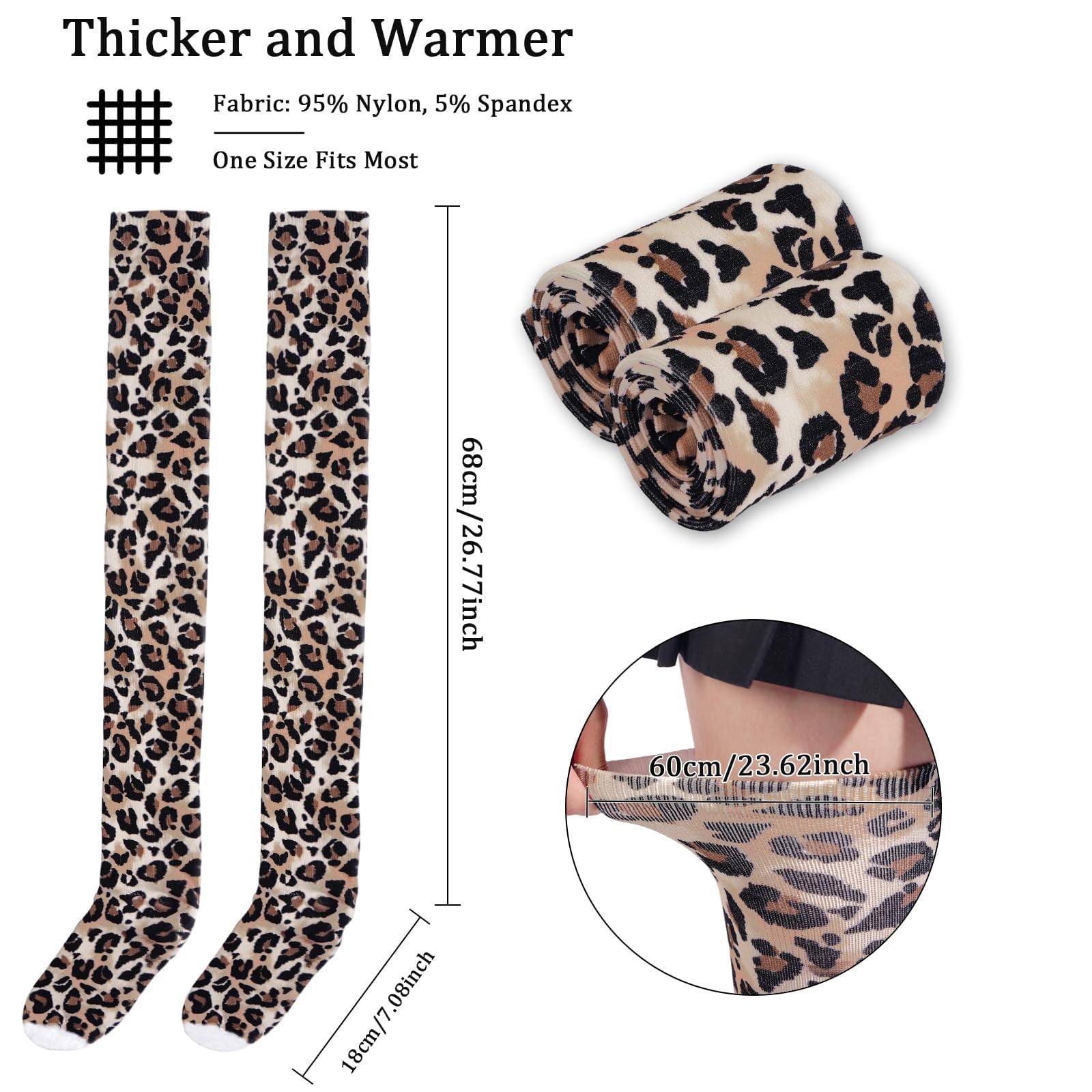 Women's Thigh High Socks Warm Soft - Leopard-Moon Wood