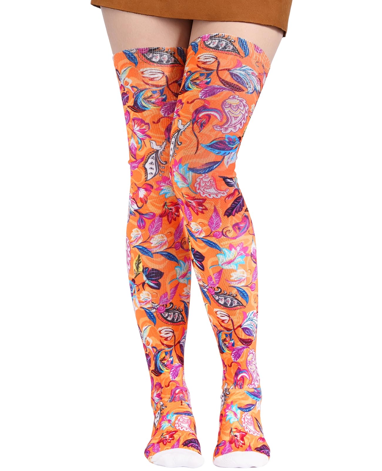 Women's Thigh High Socks Warm Soft - Paisley-Moon Wood