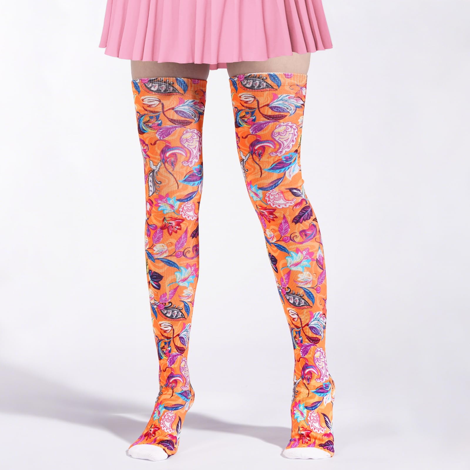 Women's Thigh High Socks Warm Soft - Paisley-Moon Wood