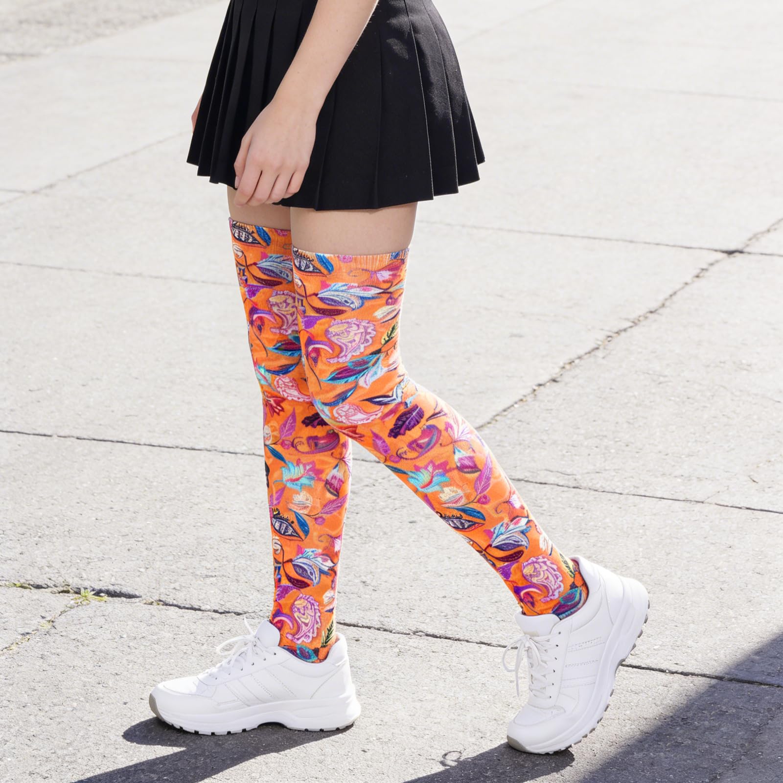 Women's Thigh High Socks Warm Soft - Paisley-Moon Wood