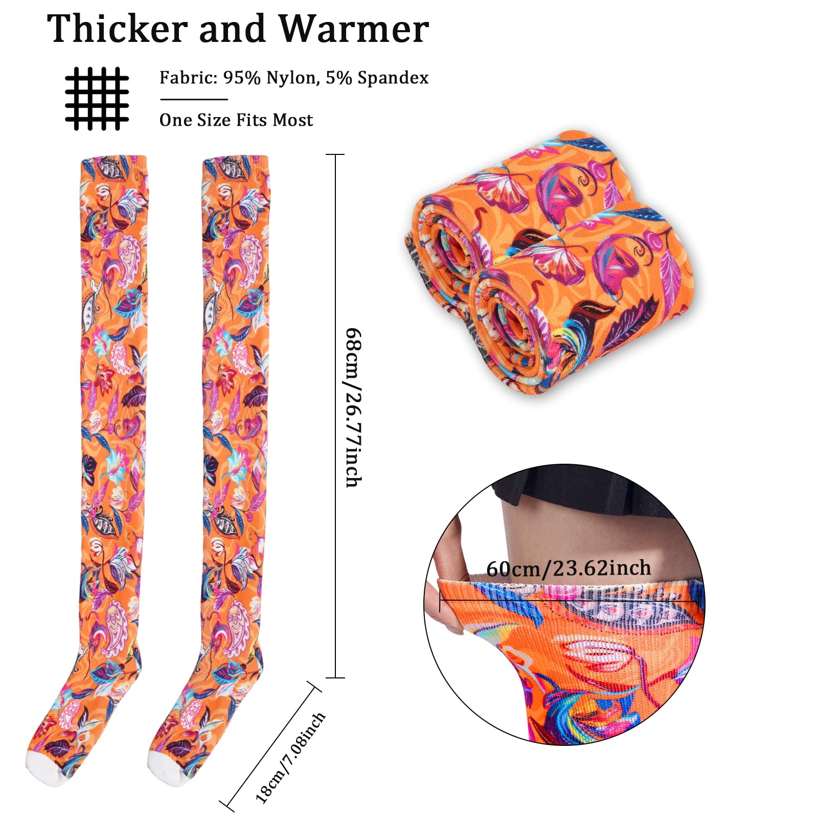 Women's Thigh High Socks Warm Soft - Paisley-Moon Wood