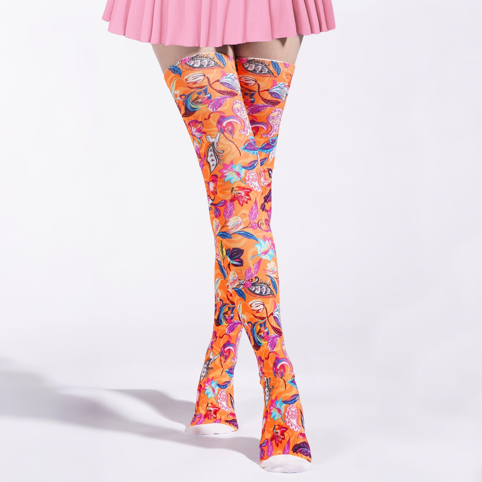 Women's Thigh High Socks Warm Soft - Paisley-Moon Wood