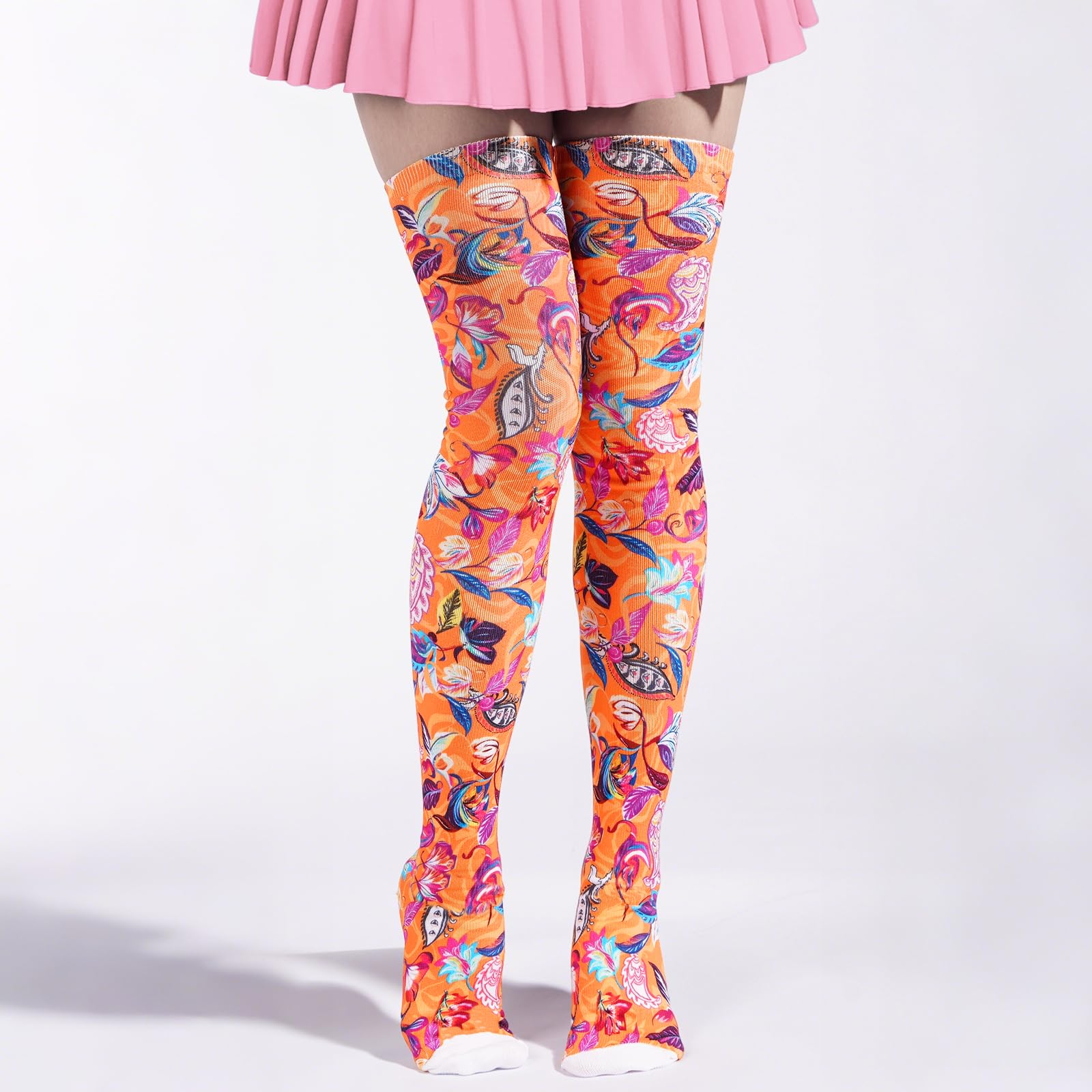 Women's Thigh High Socks Warm Soft - Paisley-Moon Wood