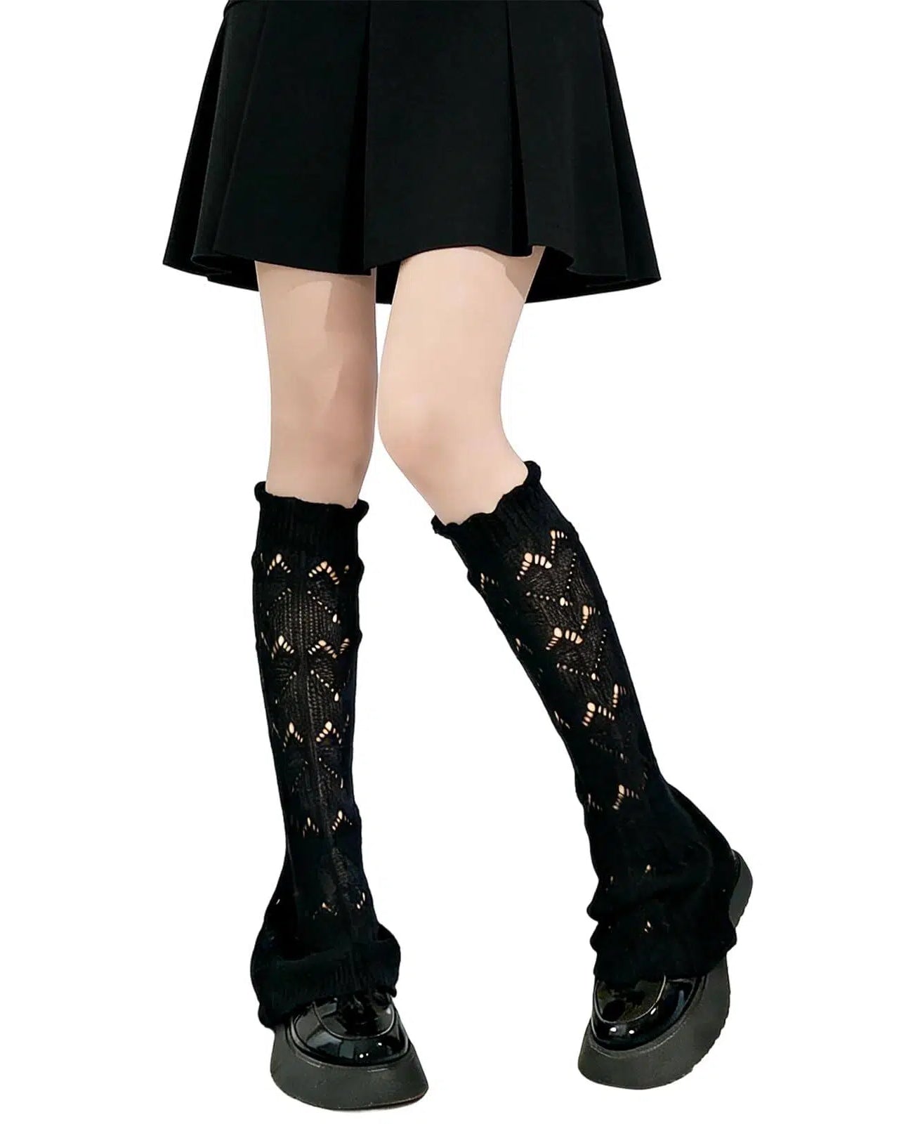 Women's Y2k Leg Warmers Crochet - Black-Moon Wood