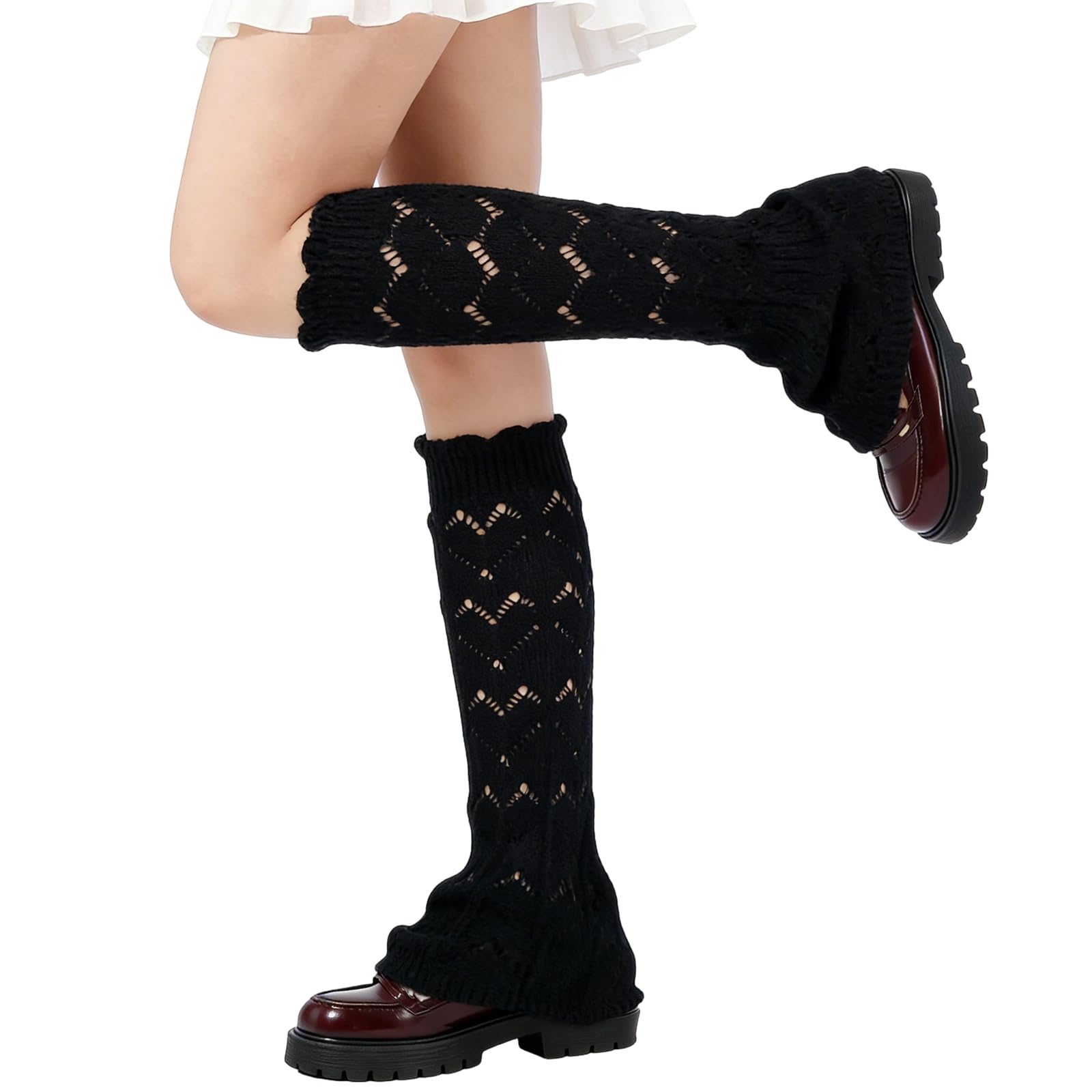 Women's Y2k Leg Warmers Crochet - Black-Moon Wood