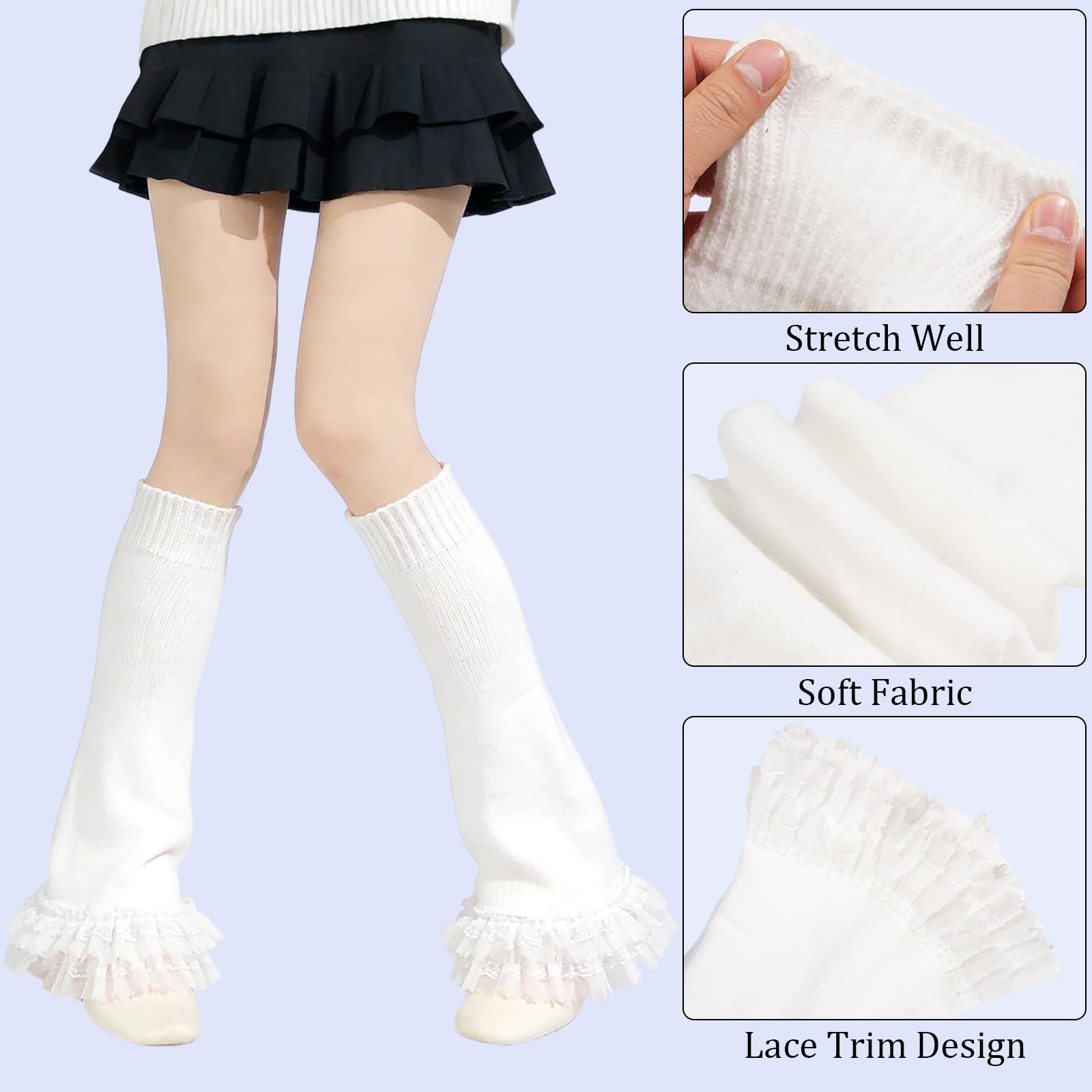 Women's Y2k Leg Warmers Lace Bottom - White-Moon Wood
