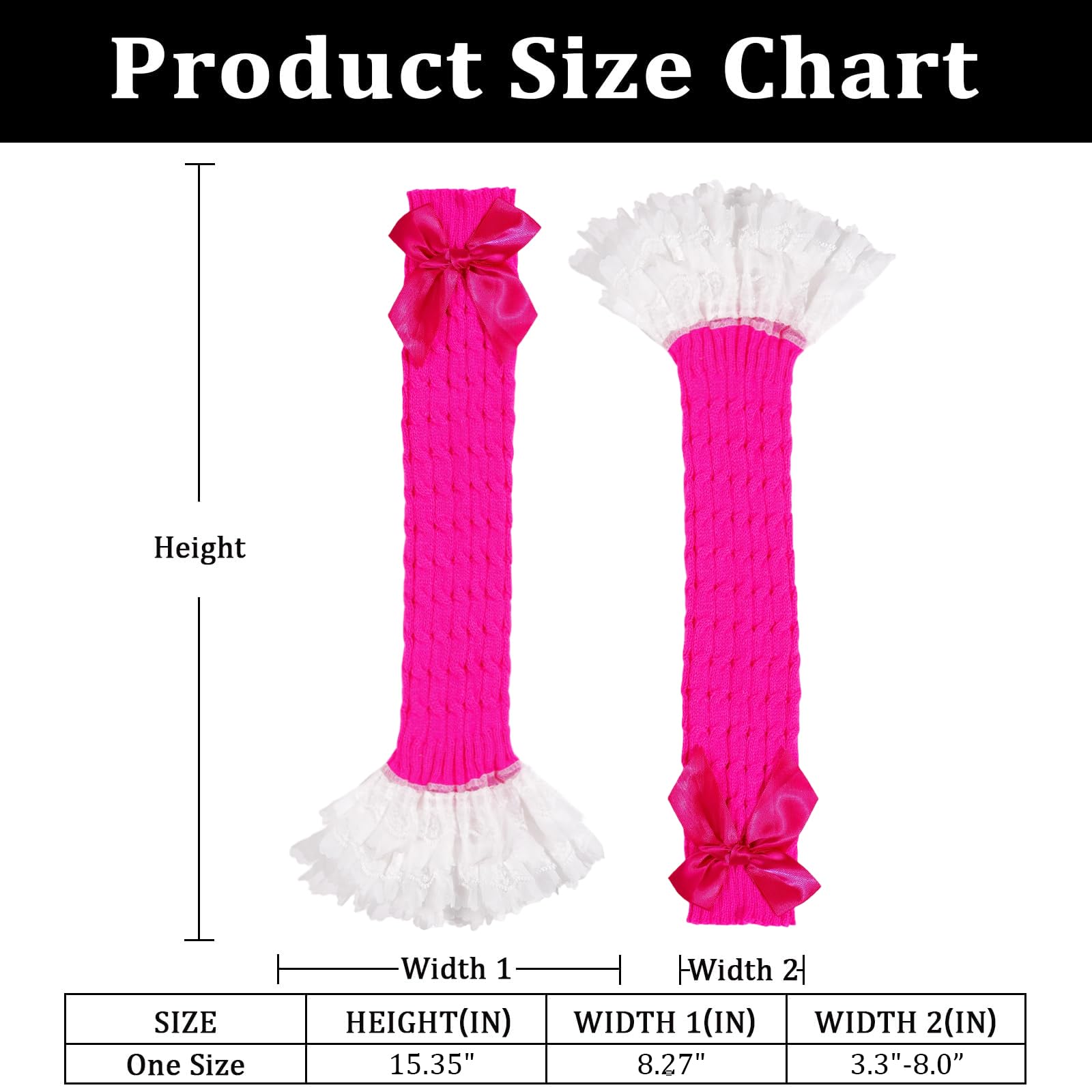 Women's Y2k Leg Warmers Lace and Bow - Hot Pink-Moon Wood