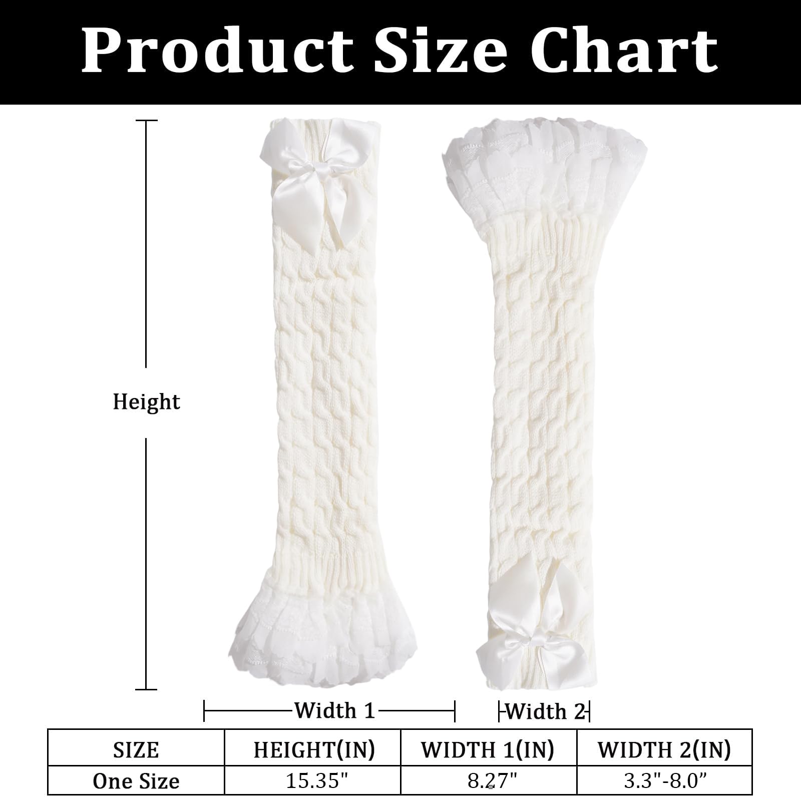 Women's Y2k Leg Warmers Lace and Bow - White-Moon Wood