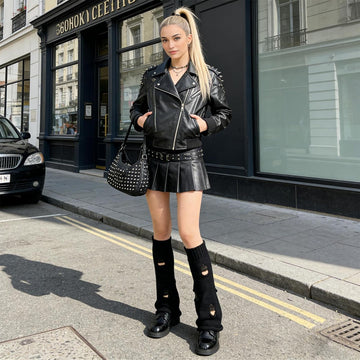 Women's Y2k Leg Warmers Ripped - Black-Moon Wood