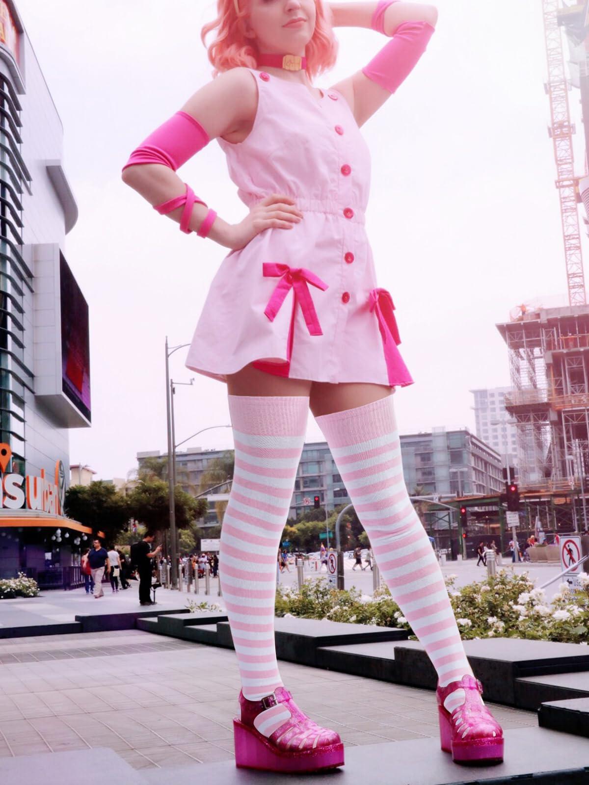 dress with long socks Edelposh - Set: Long-Sleeve Mini Bodycon Dress + Detachable Stirrup Over-The-Knee Socks