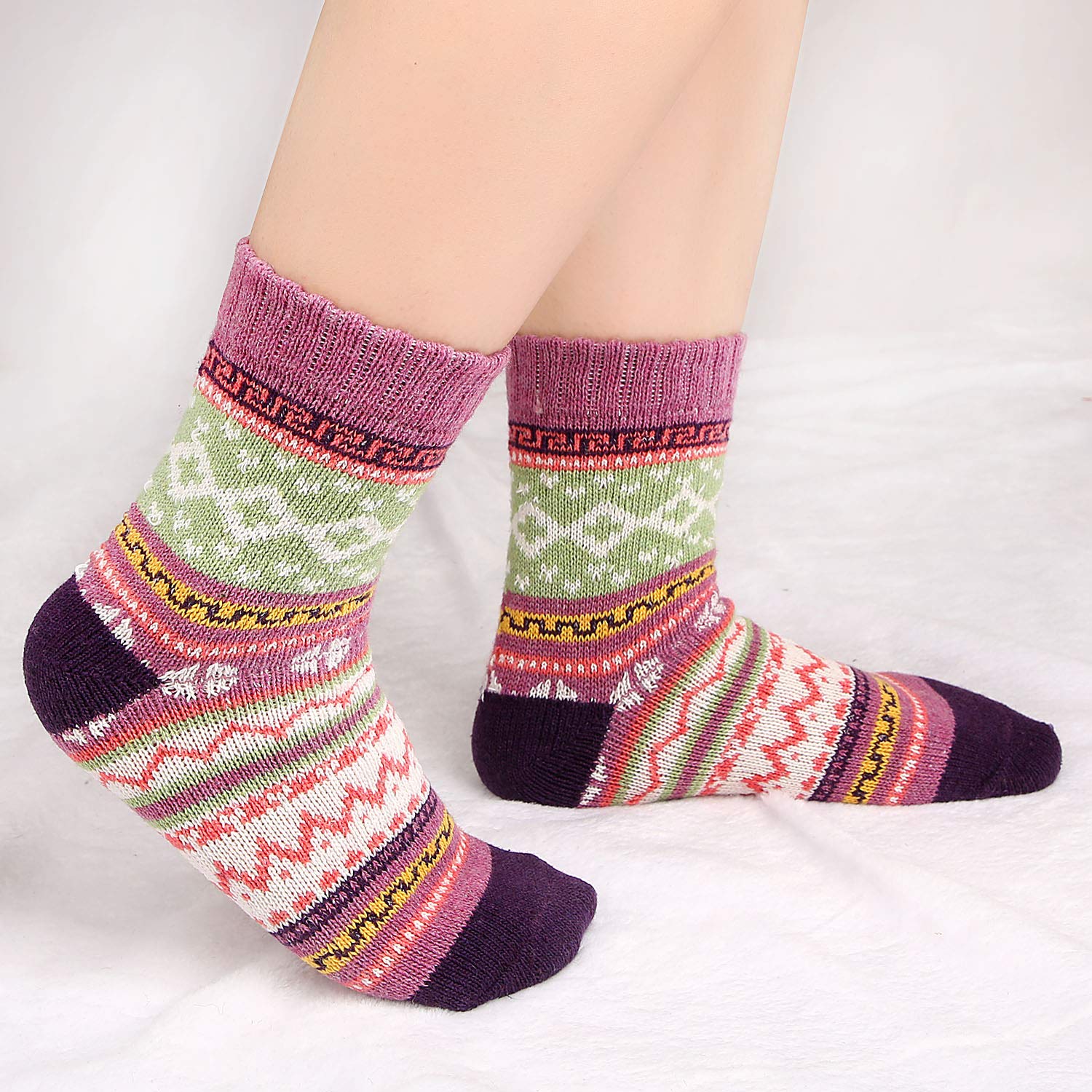 Woo-Blend-Knit-Cotton-crew-socks-women-christmas-sock_2 - Moon Wood