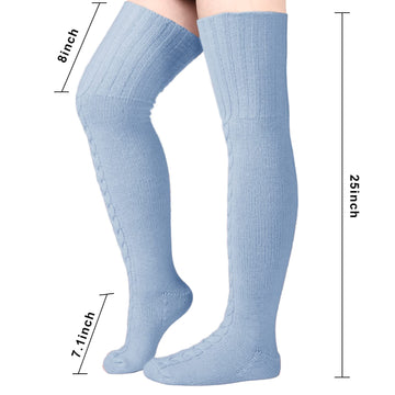 Wool Thigh High Socks Over the Knee Socks - Sky Blue
