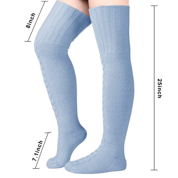 Chaussettes hautes en laine sur les genoux - Bleu ciel