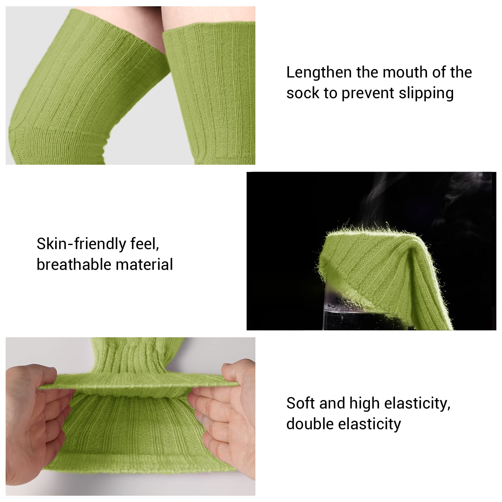 Wool Thigh High Socks Over the Knee Socks - Avocado Green - Moon Wood