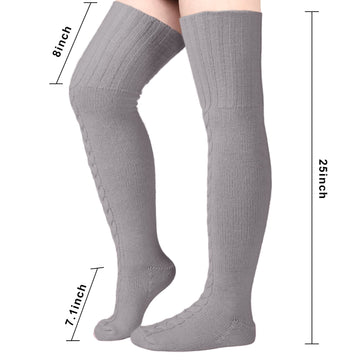 Wool Thigh High Socks Over the Knee Socks - Grey
