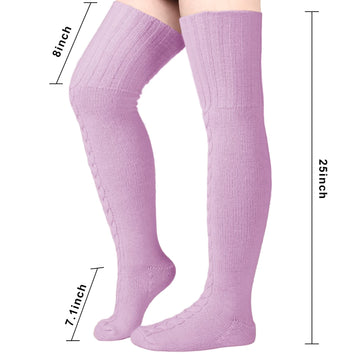 Wool Thigh High Socks Over the Knee Socks - Lavender