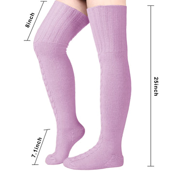 Chaussettes hautes en laine sur les genoux - Lavande