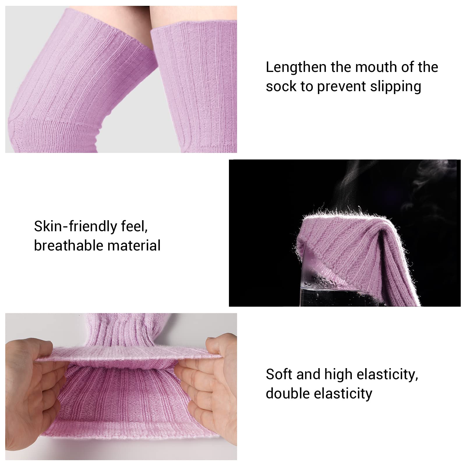 Wool Thigh High Socks Over the Knee Socks - Lavender - Moon Wood